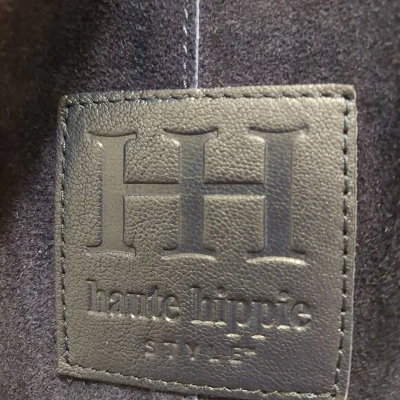 HAUTE HIPPIE Navy Blue Butter Soft Suede Large Leather Hobo Tote Bag NWOT - Picture 2 of 5